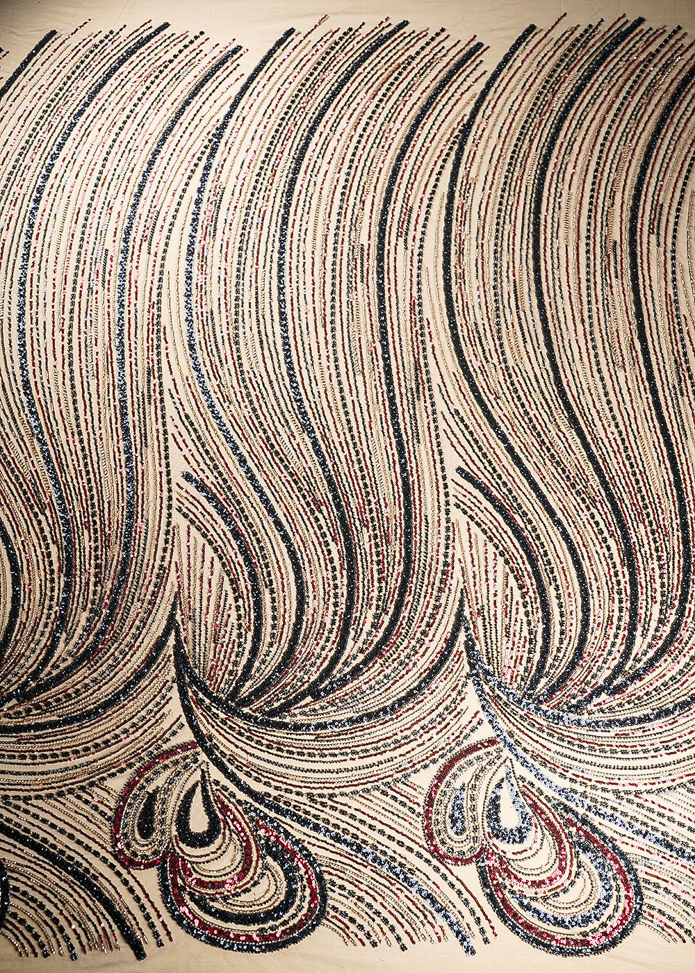 Black Imported Net Fabric With All Over Sequins And Bead Work 22018