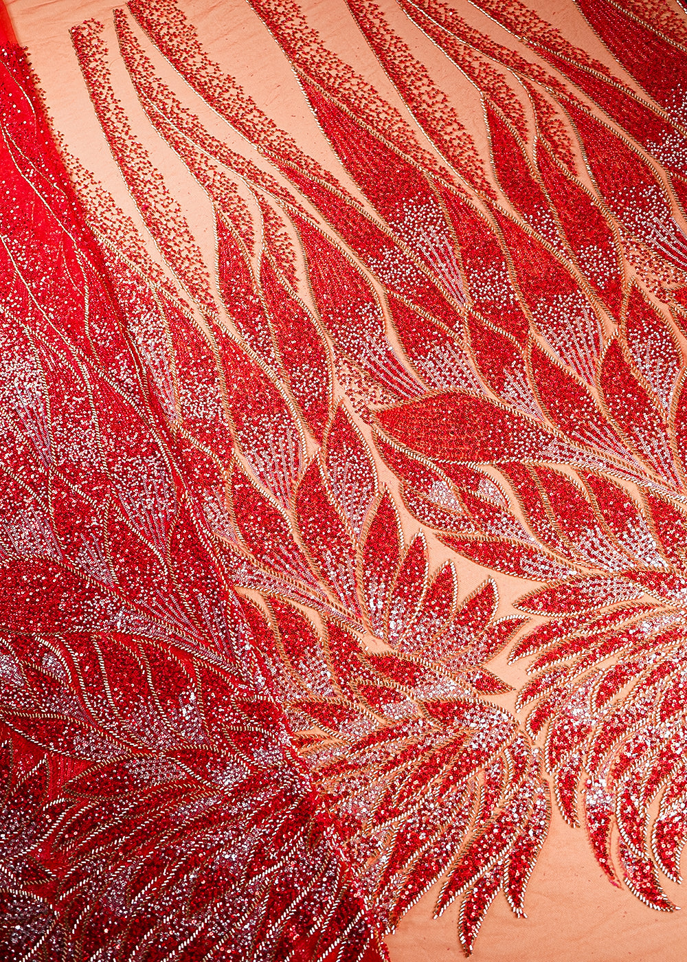 Red-Imported-Net-Fabric-With-All-Over-Bead,-Katdana-And-Sequins-Work-With-One-Side-Border-22020-wrk-details