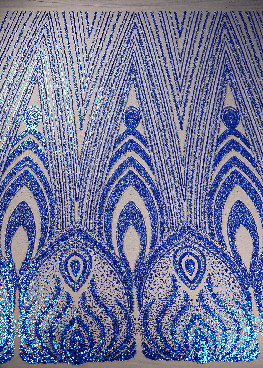 Royal Blue Imported Net Fabric With All Over Sequins, Bead And Katdana Work 22026