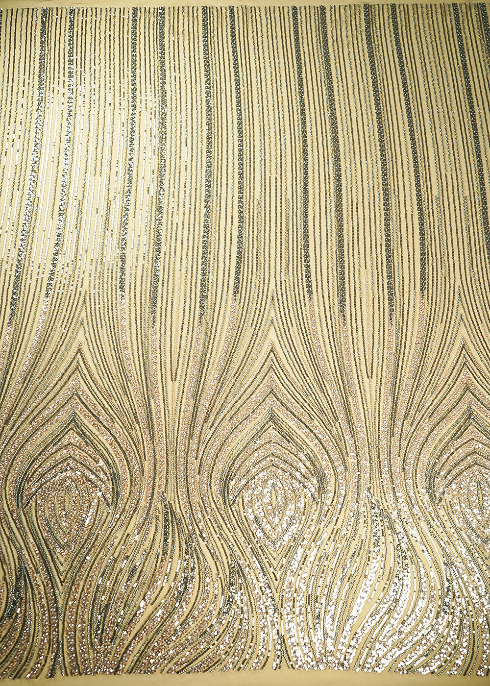 Mehendi-Green-Imported-Net-Fabric-With-All-Over-Sequins-And-Beads-Work-With-One-Side-Border-22043-work-details
