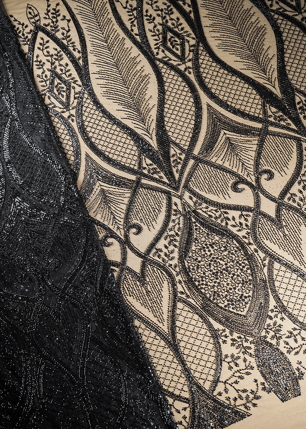 Krystle D'Souza Inspired Edition | Black Embroidered Net Unstitched Fabric 22050