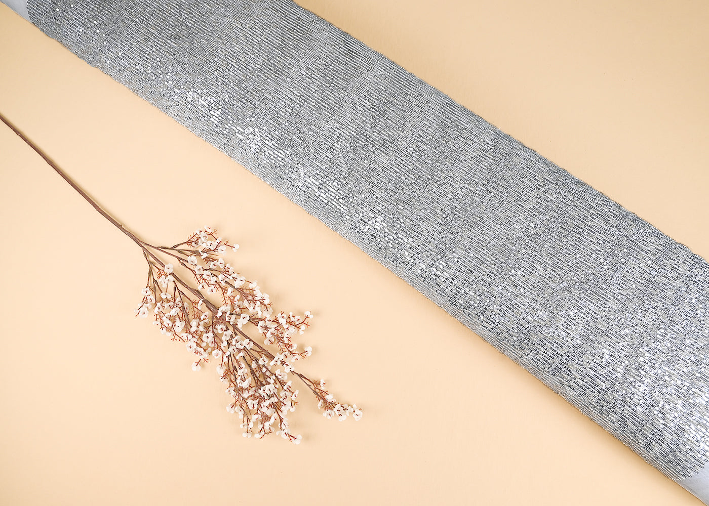 Krystle D'Souza Inspired Edition | Silver Embroidered Net Unstitched Fabric 22058