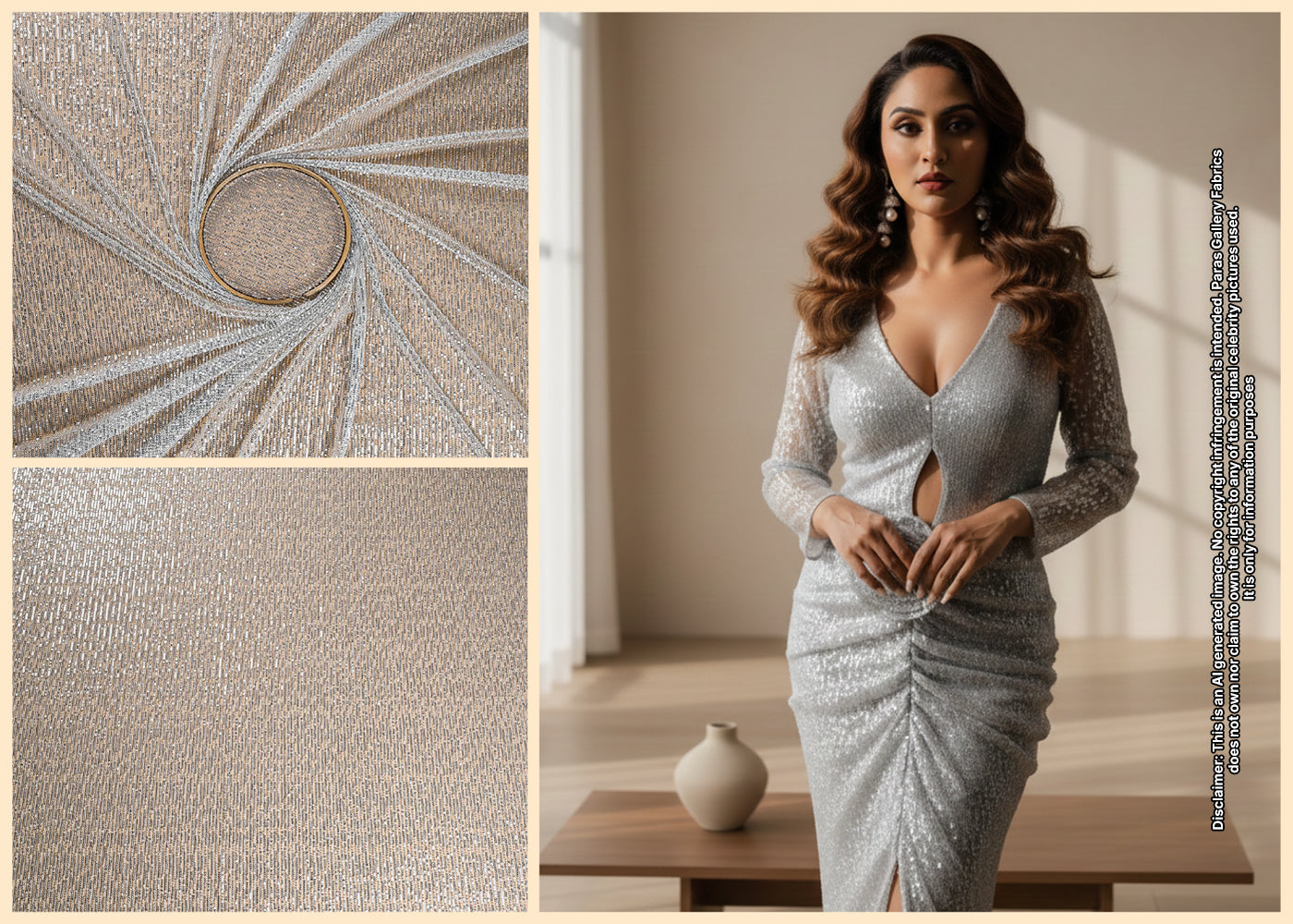 Krystle D'Souza Inspired Edition | Silver Embroidered Net Unstitched Fabric 22058