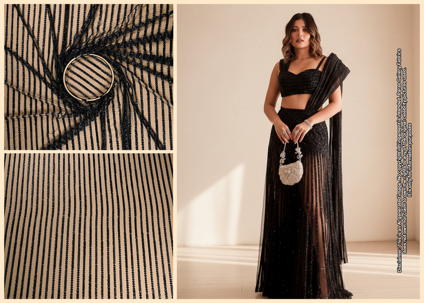 Riya Jain Inspired Edition | Black Embroidered Net Unstitched Fabric 22069