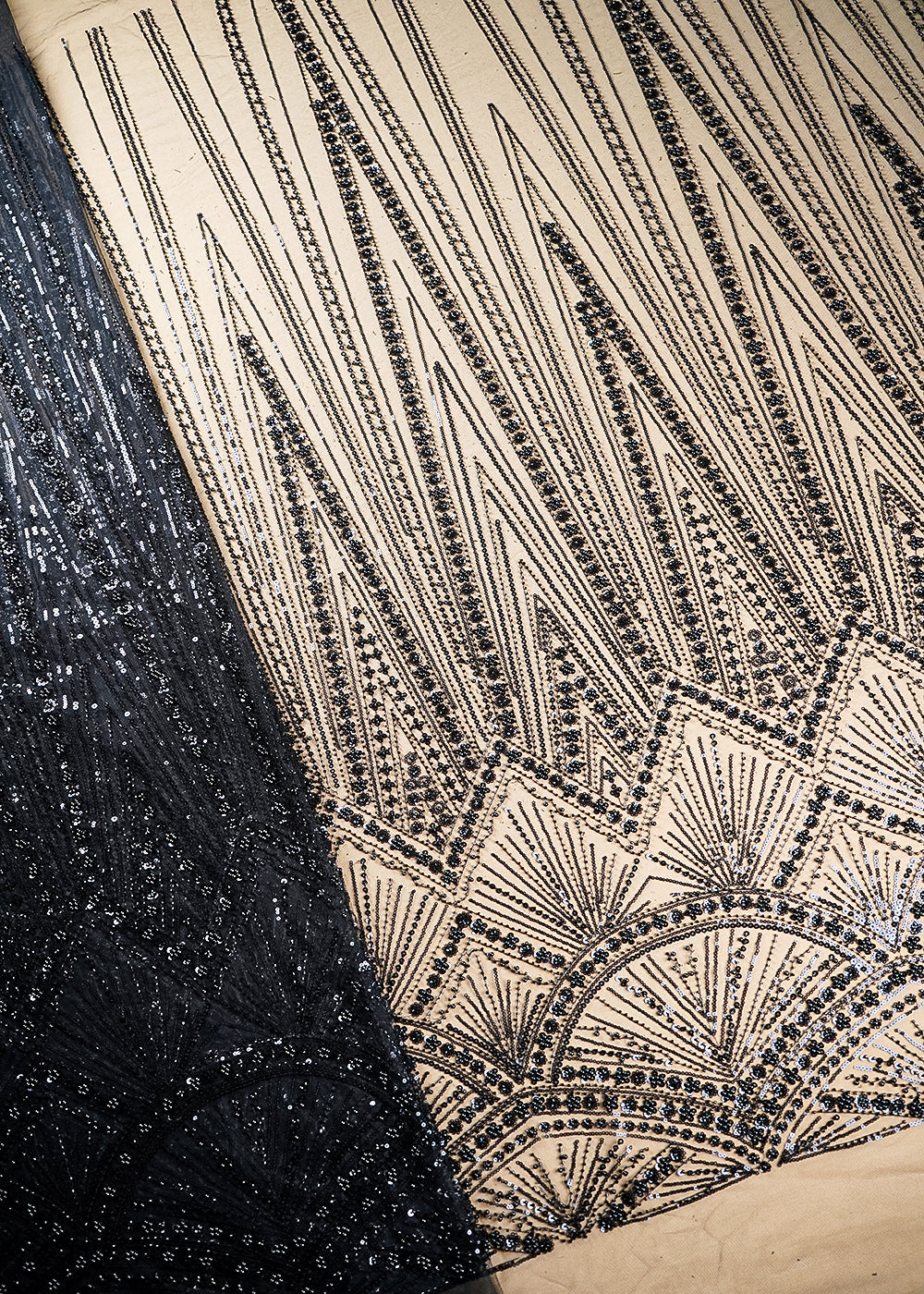 Black-Imported-Net-Fabric-With-All-Over-Sequins-And-Beads-Work-With-One-Side-Border-22092-transparency-view