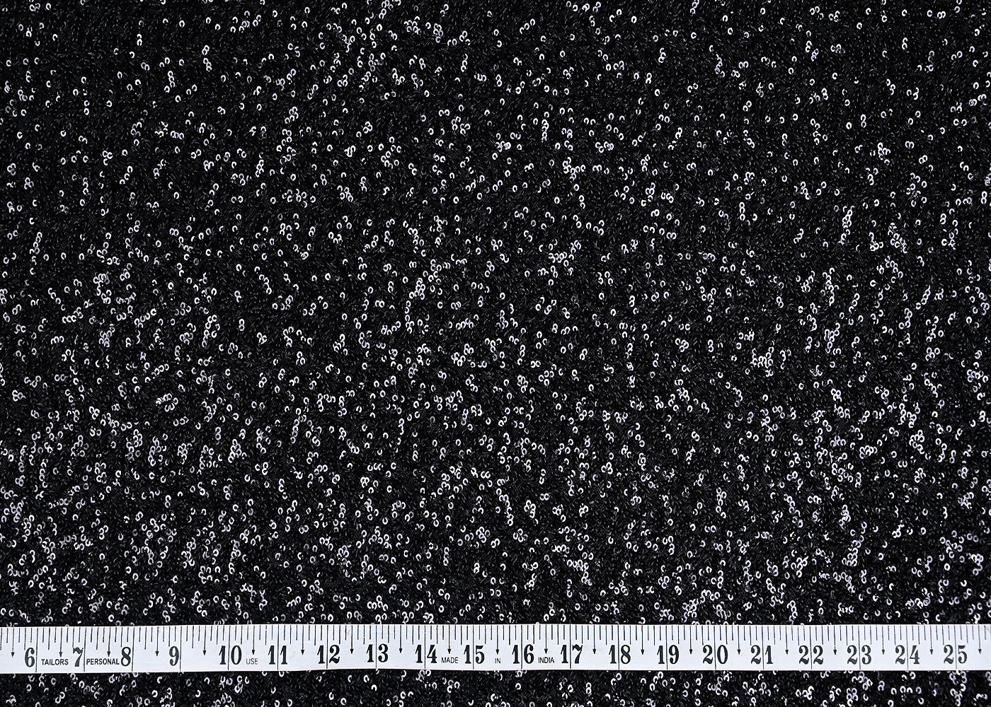 Black Net Fabric With All Over Sequins Work 22117