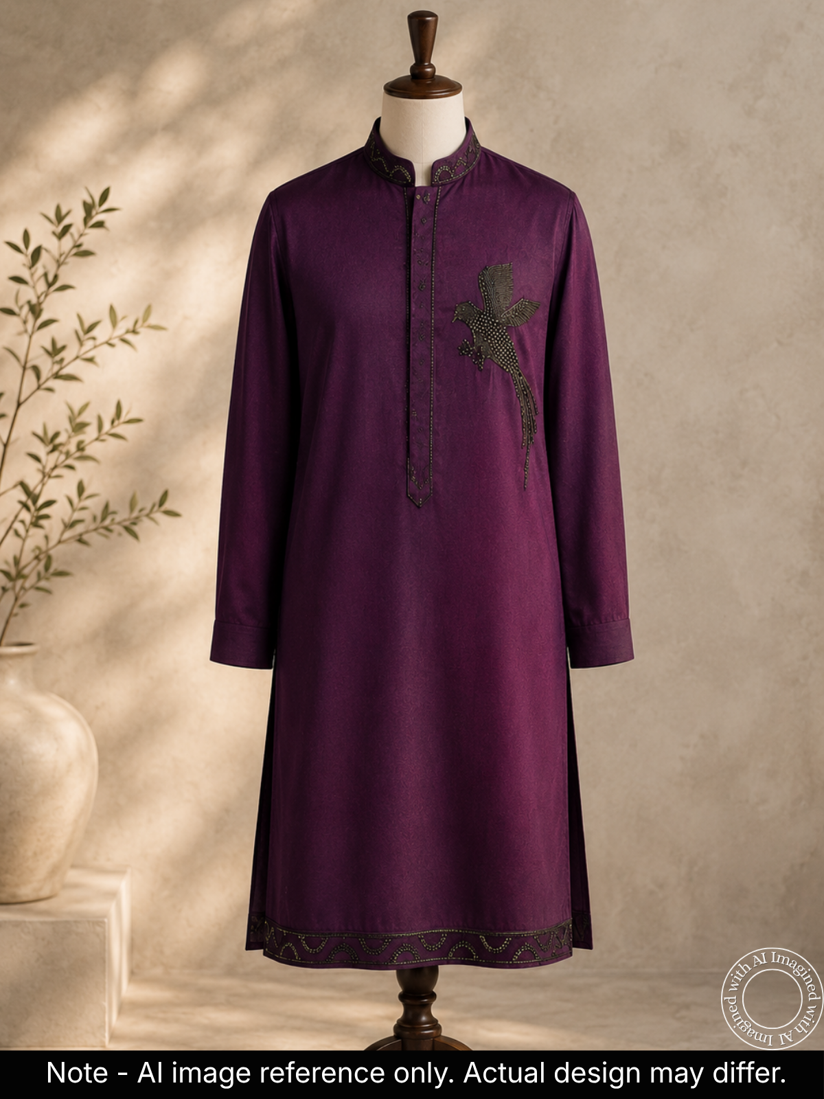The Kohinoor - Unstitched Wine Kurta Fabric For Men 22186
