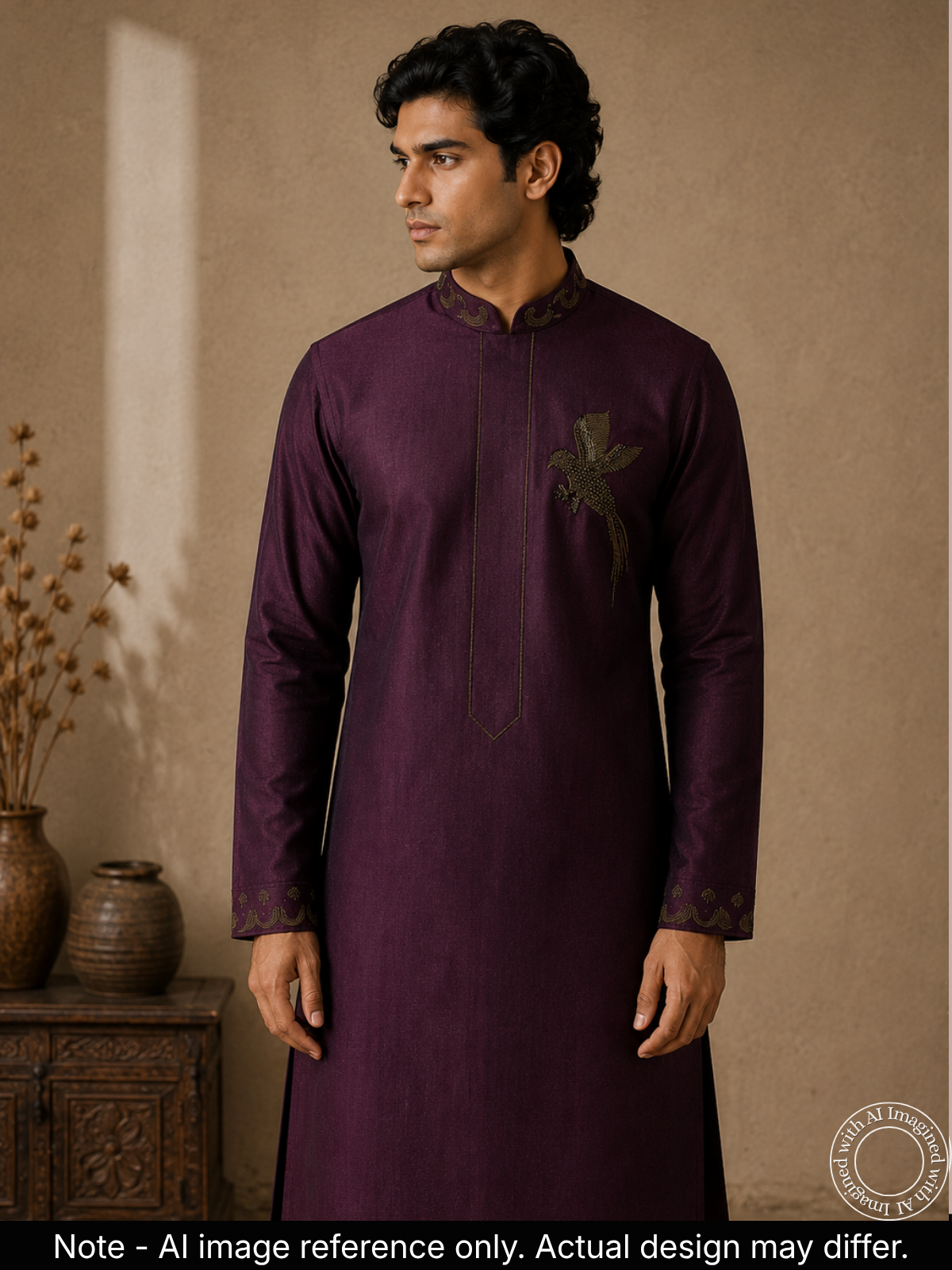 The Kohinoor - Unstitched Purple Kurta Fabric For Men 22187