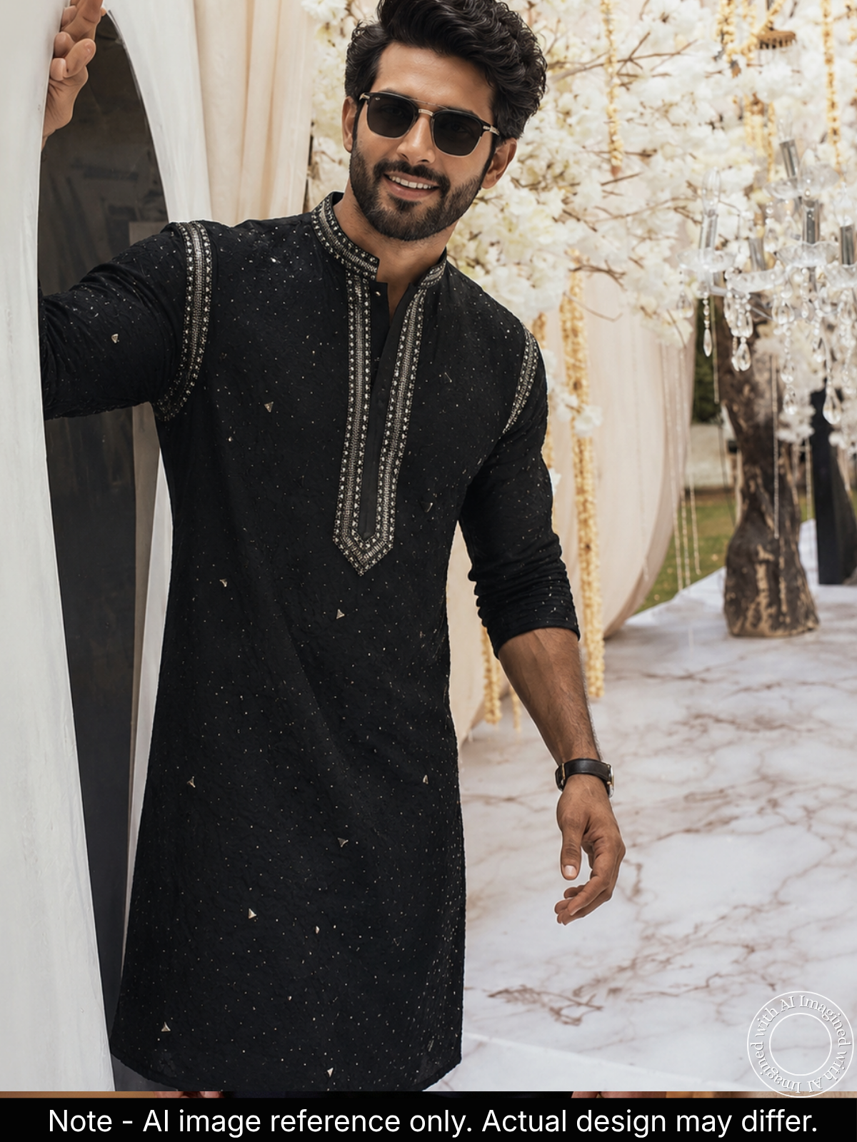 The Kohinoor - Unstitched Black Kurta Fabric For Men 22189