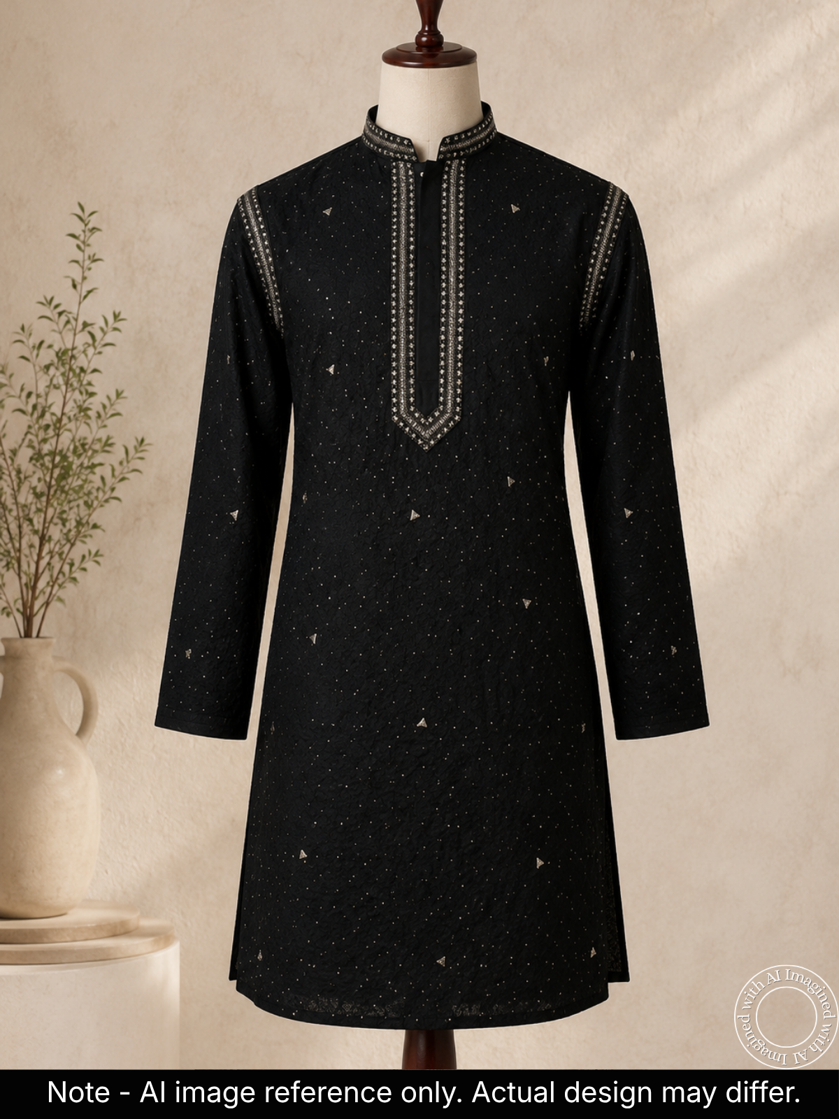 The Kohinoor - Unstitched Black Kurta Fabric For Men 22189