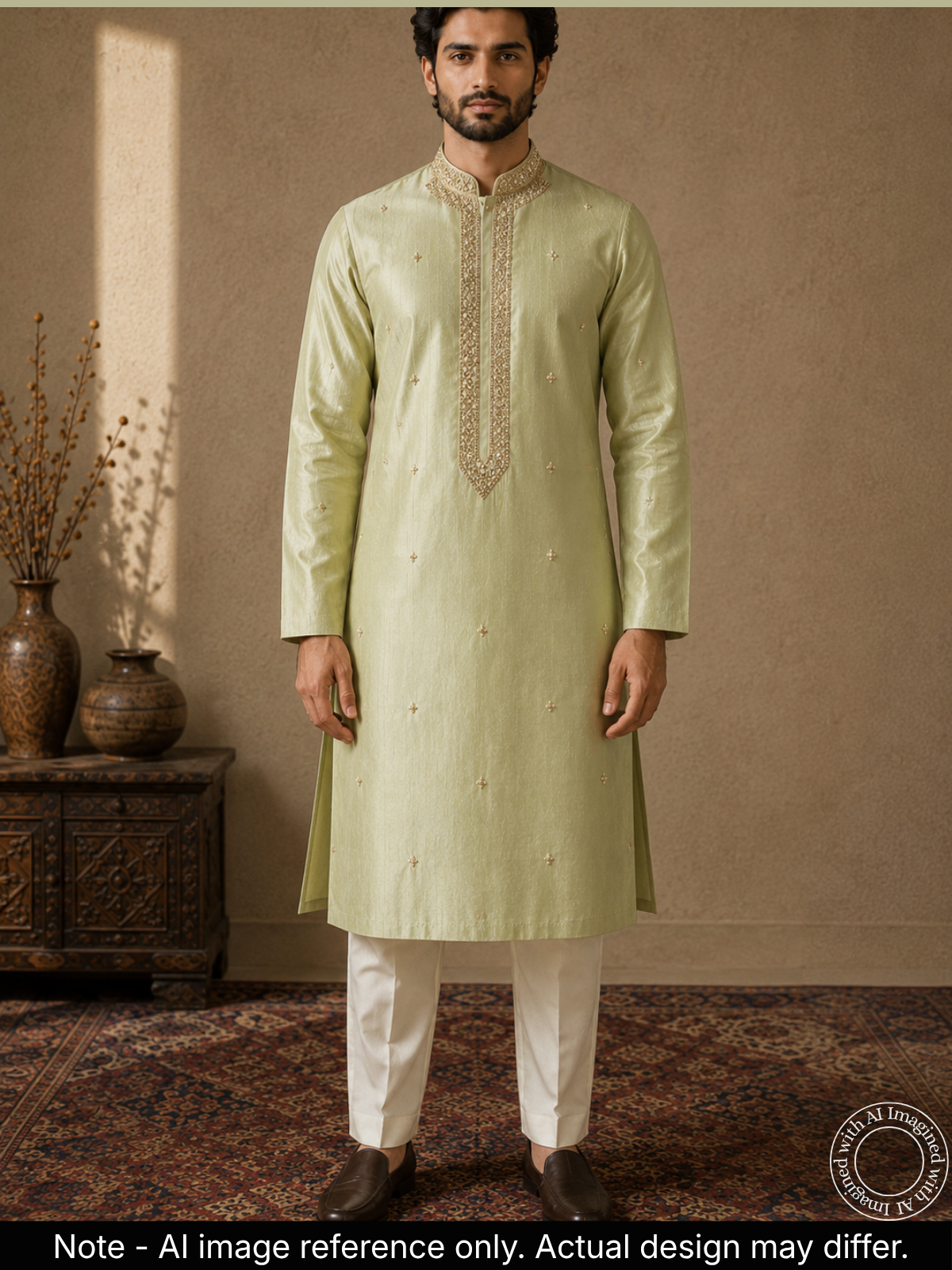 The Kohinoor - Unstitched Light Pista Green Kurta Fabric For Men 22192