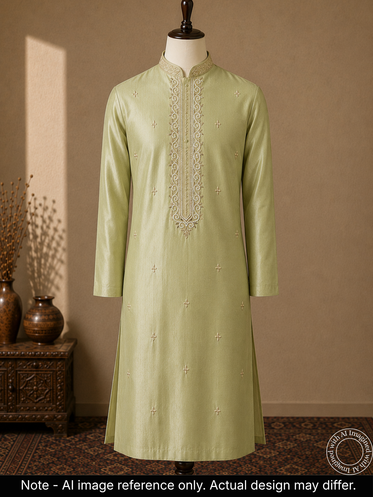 The Kohinoor - Unstitched Pista Green Kurta Fabric For Men 22194
