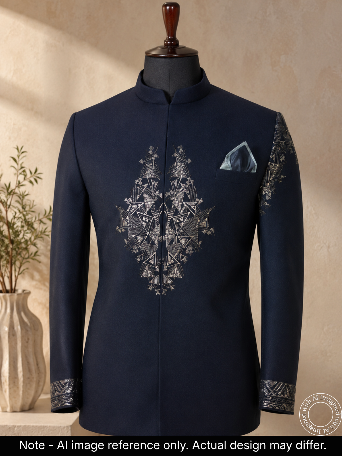 The Riwaayat - Unstitched Navy Blue Jodhpuri Jacket Fabric For Men 22195