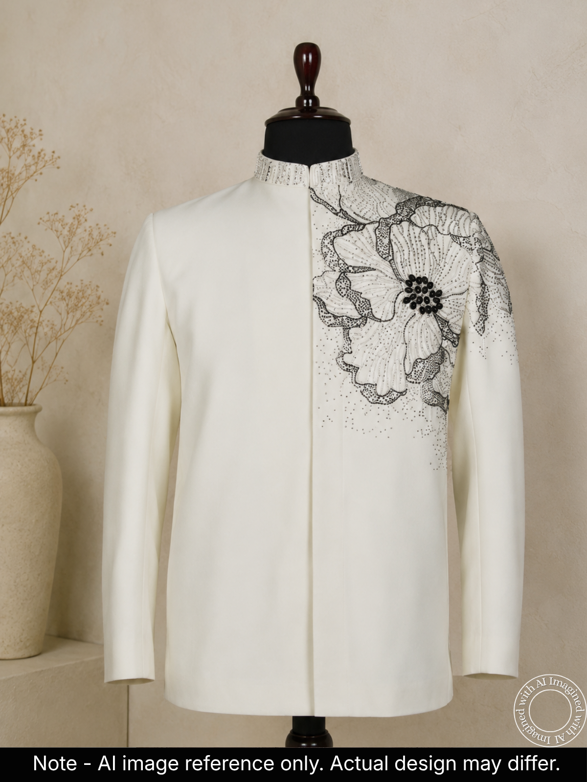 The Riwaayat - Unstitched Off White Jodhpuri Jacket Fabric For Men 22196