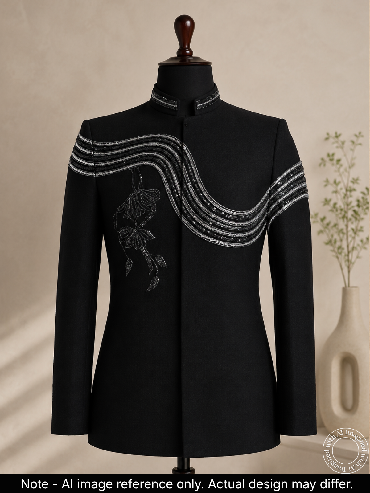 The Riwaayat - Unstitched Black Jodhpuri Jacket Fabric For Men 22198