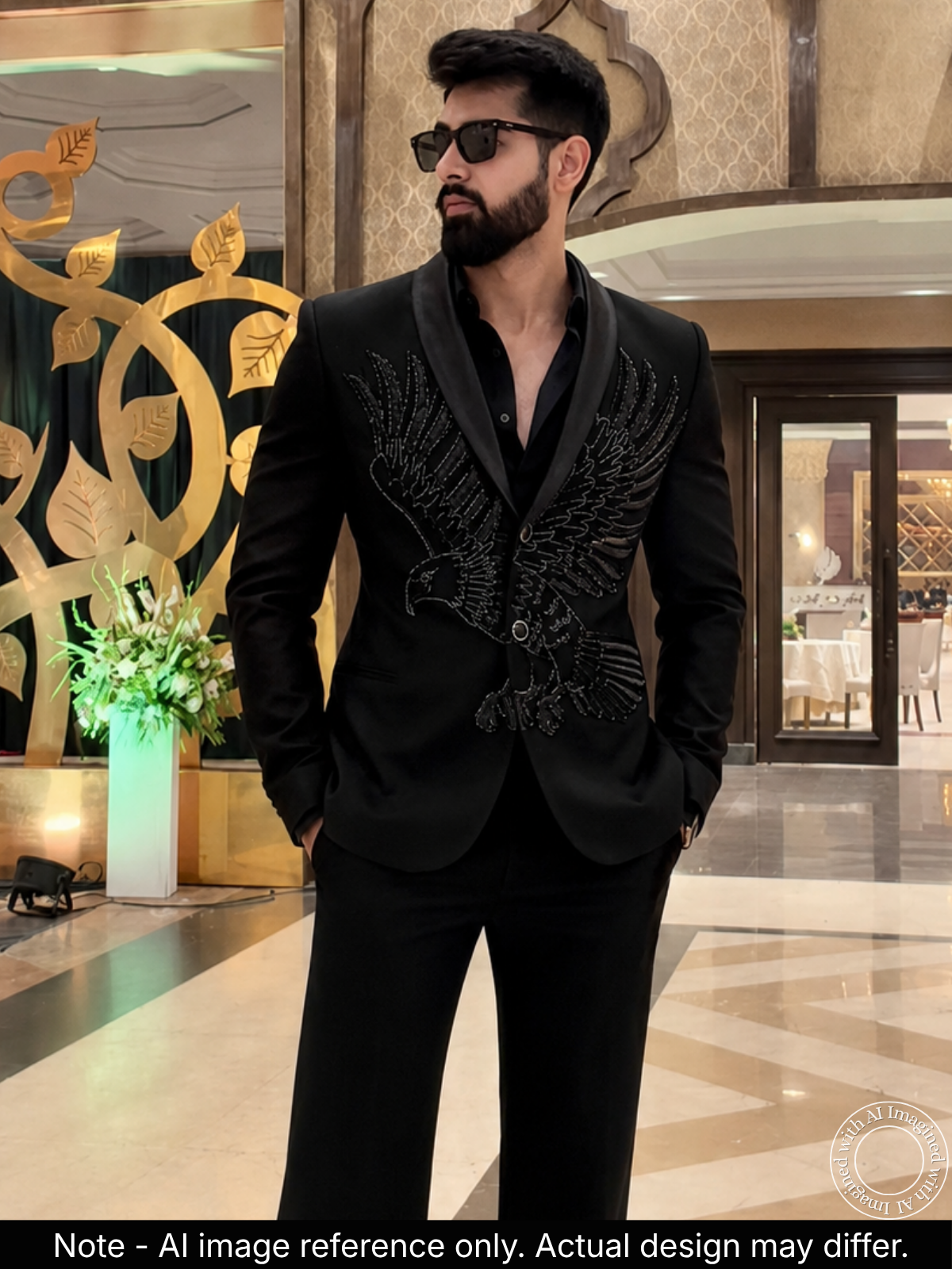 The Riwaayat - Unstitched Navy Blue Jodhpuri Jacket Fabric For Men 22201