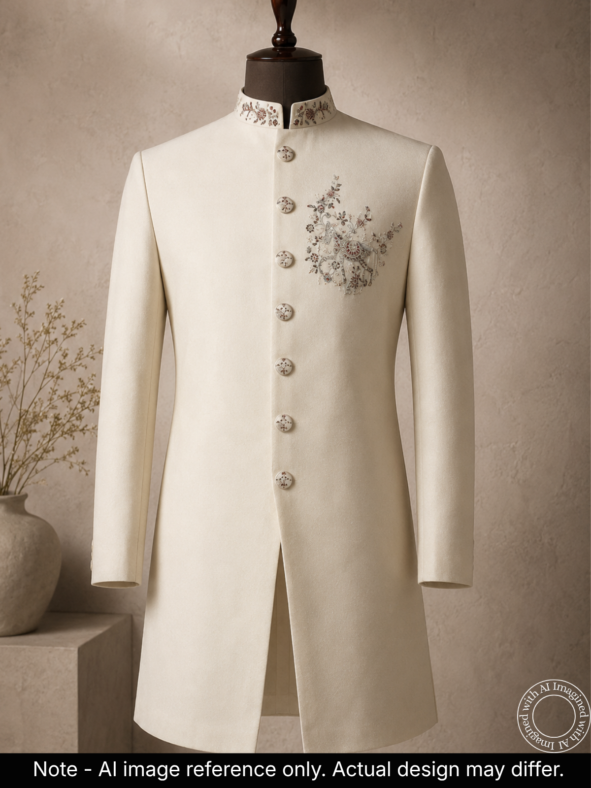 The Riwaayat -A Unstitched Off White Jodhpuri Jacket Fabric For Men 22205