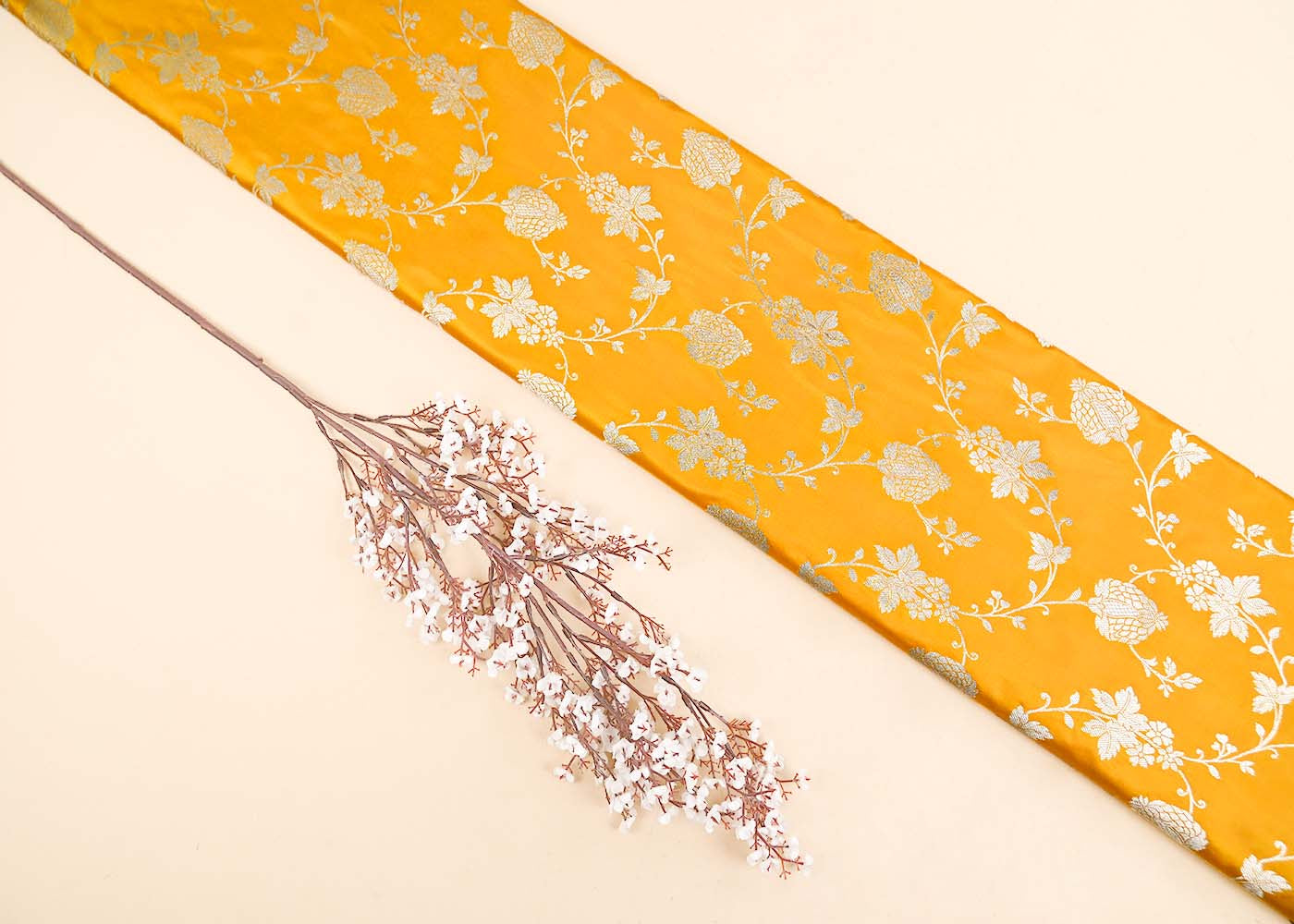 Mustard-Banarasi-Brocade-Fabric-With-All-Over-Zari-Handloom-22225