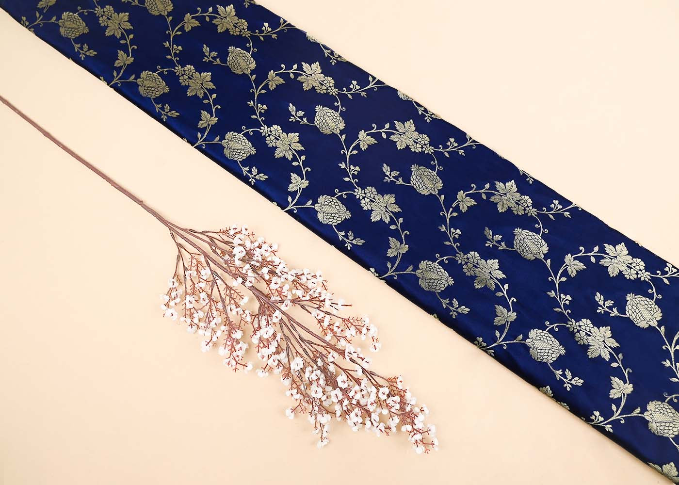 Navy-Blue-Banarasi-Brocade-Fabric-With-All-Over-Zari-Handloom-22226