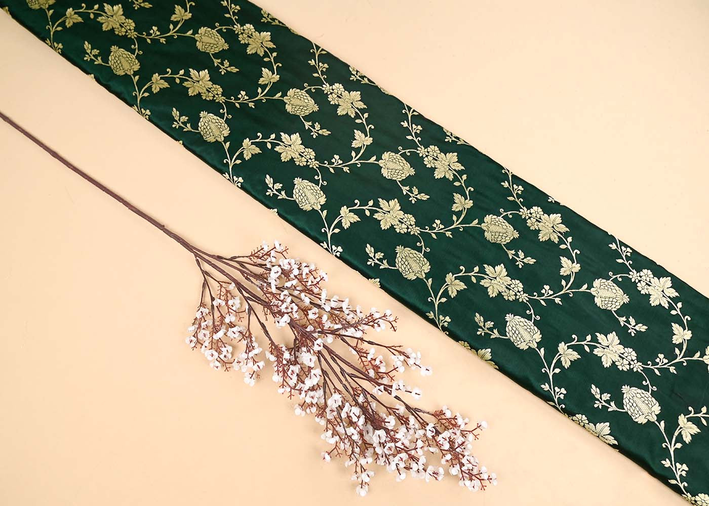 Bottle-Green-Banarasi-Brocade-Fabric-With-All-Over-Zari-Handloom-22227