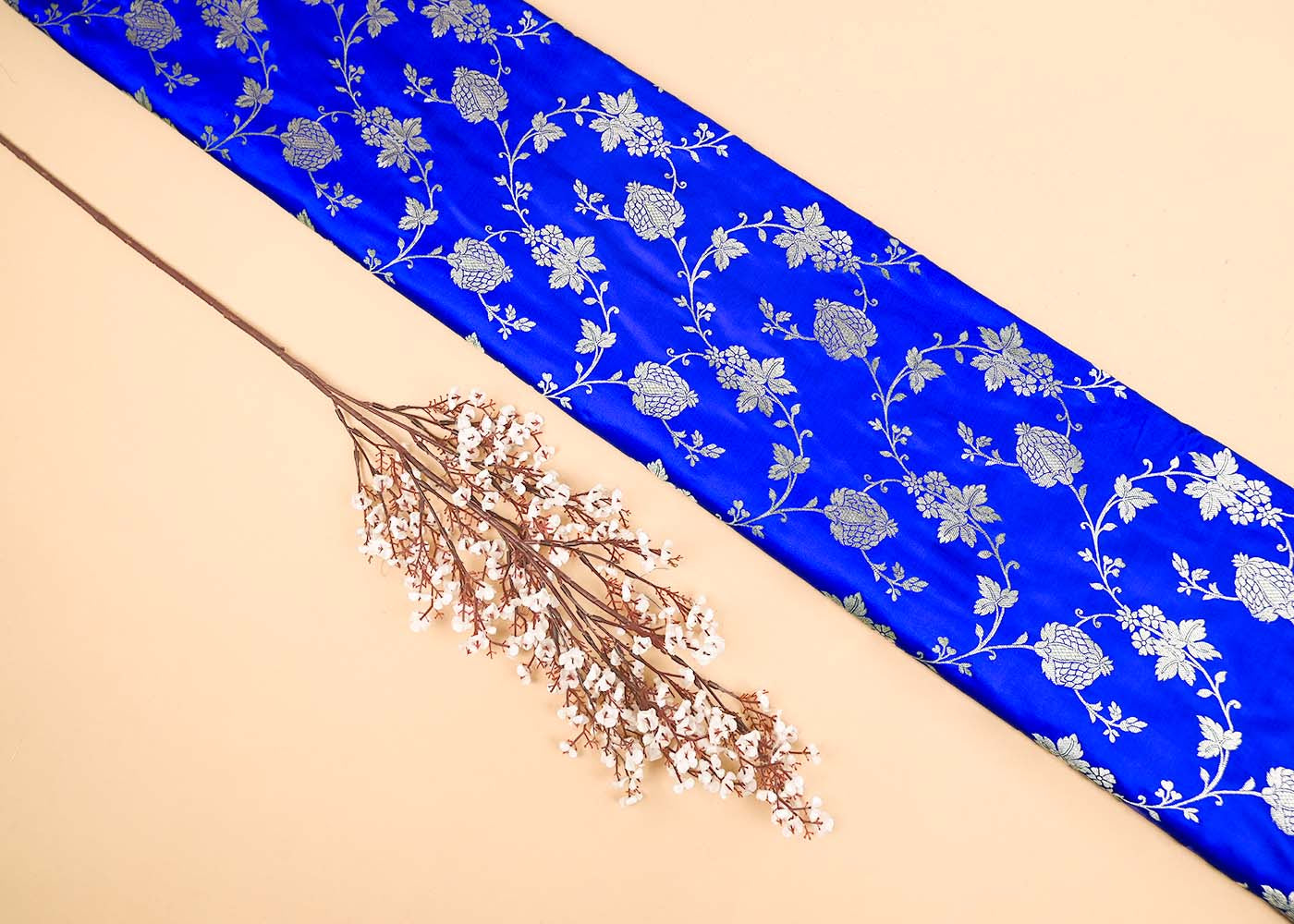 Royal-Blue-Banarasi-Brocade-Fabric-With-All-Over-Zari-Handloom-22228