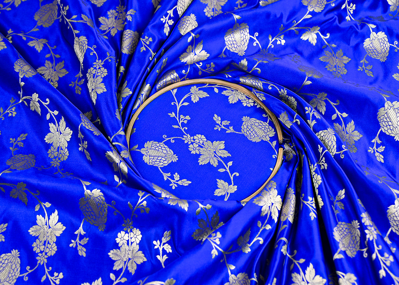 Royal-Blue-Banarasi-Brocade-Fabric-With-All-Over-Zari-Handloom-22228-close-view