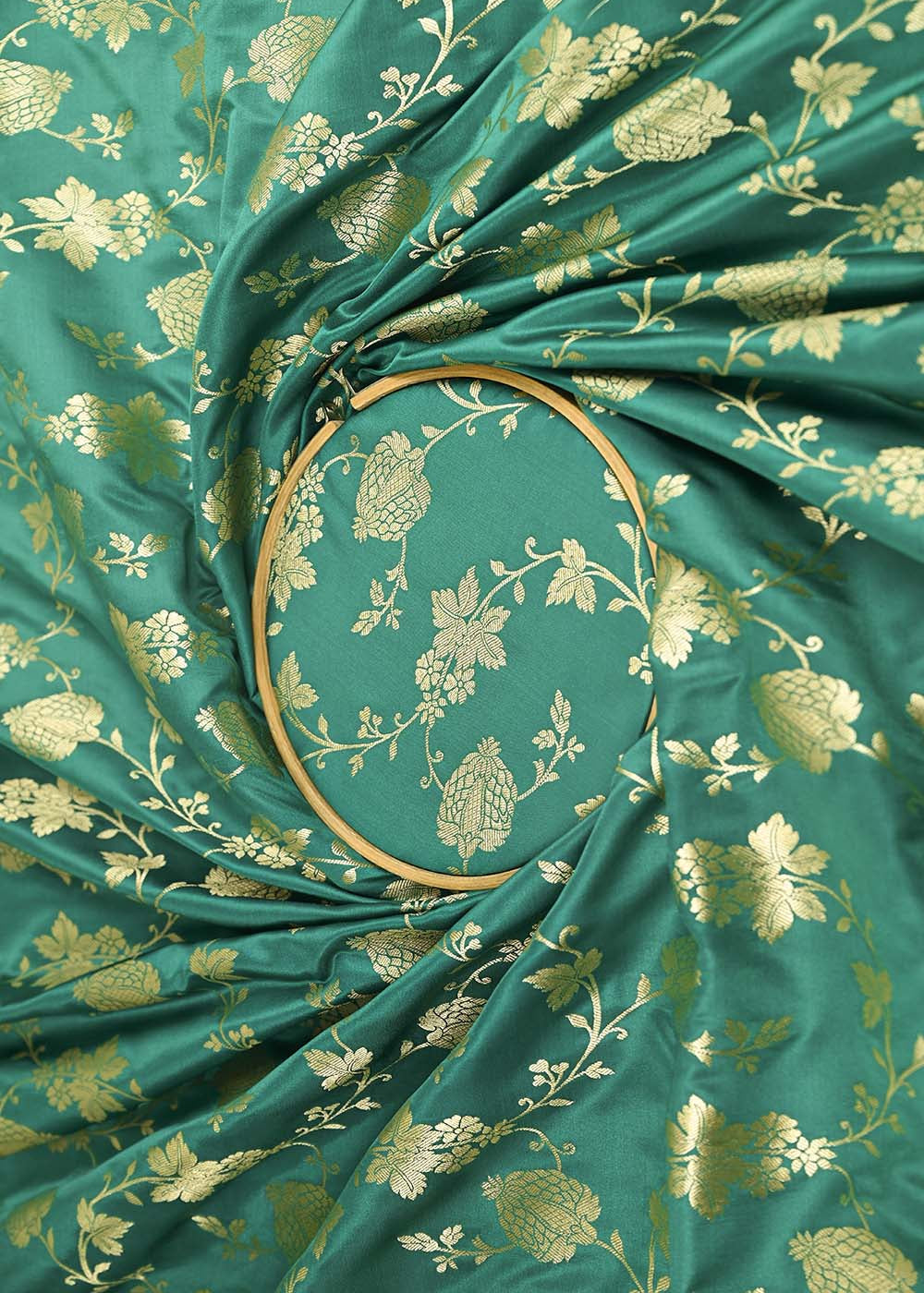 Teal-Banarasi-Brocade-Fabric-With-All-Over-Zari-Handloom-22229-close-view