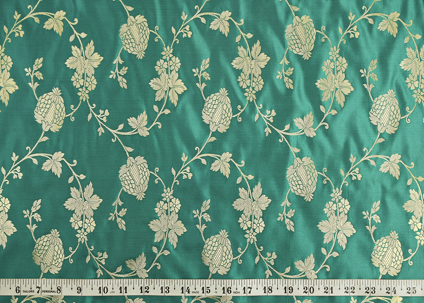 Teal-Banarasi-Brocade-Fabric-With-All-Over-Zari-Handloom-22229-measurement-view