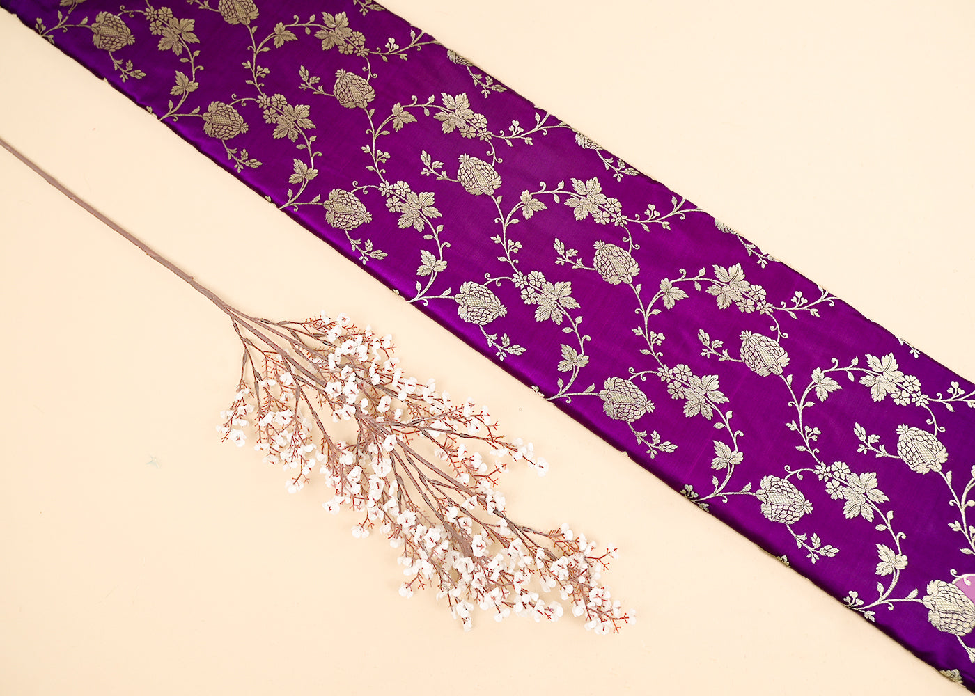 Purple-Banarasi-Brocade-Fabric-With-All-Over-Zari-Handloom-22233