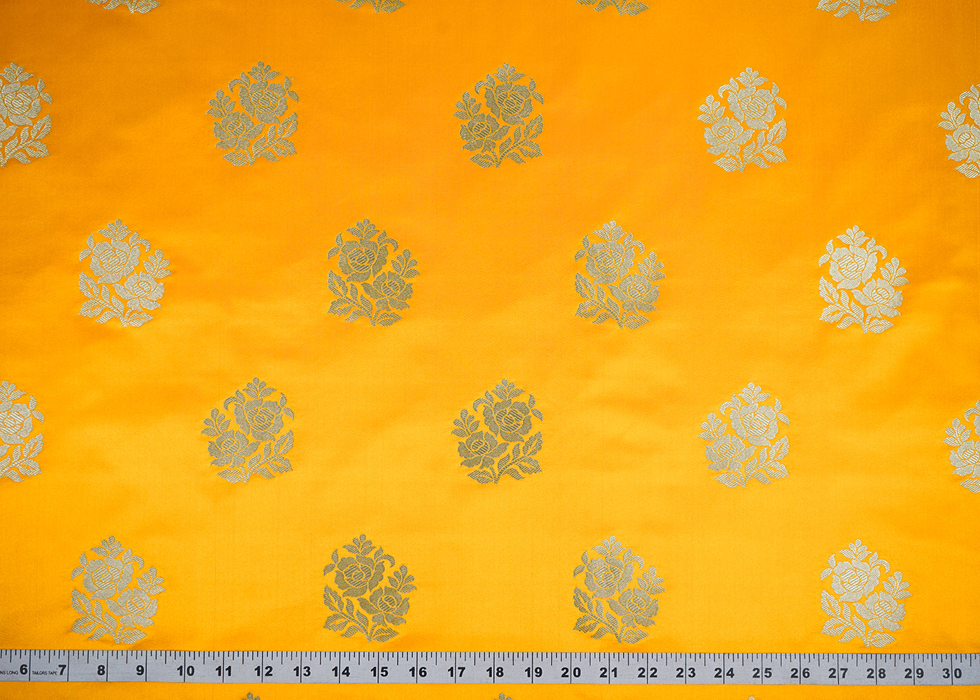 Mustard Banarasi Brocade Fabric With All Over Golden Zari Handloom 22235