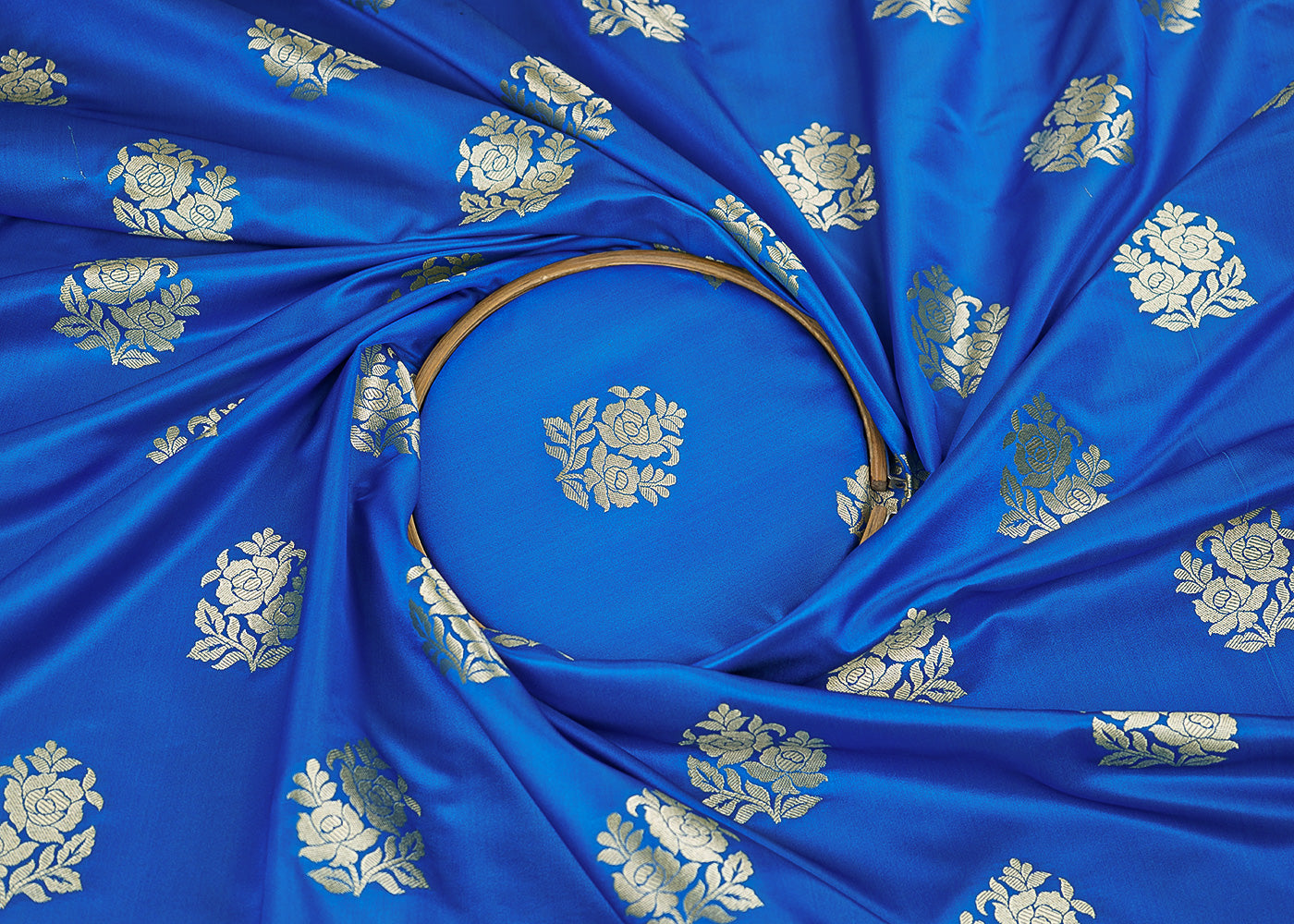 Blue-Banarasi-Brocade-Fabric-With-Allover-Golden-Zari-Handloom-22239-close-view