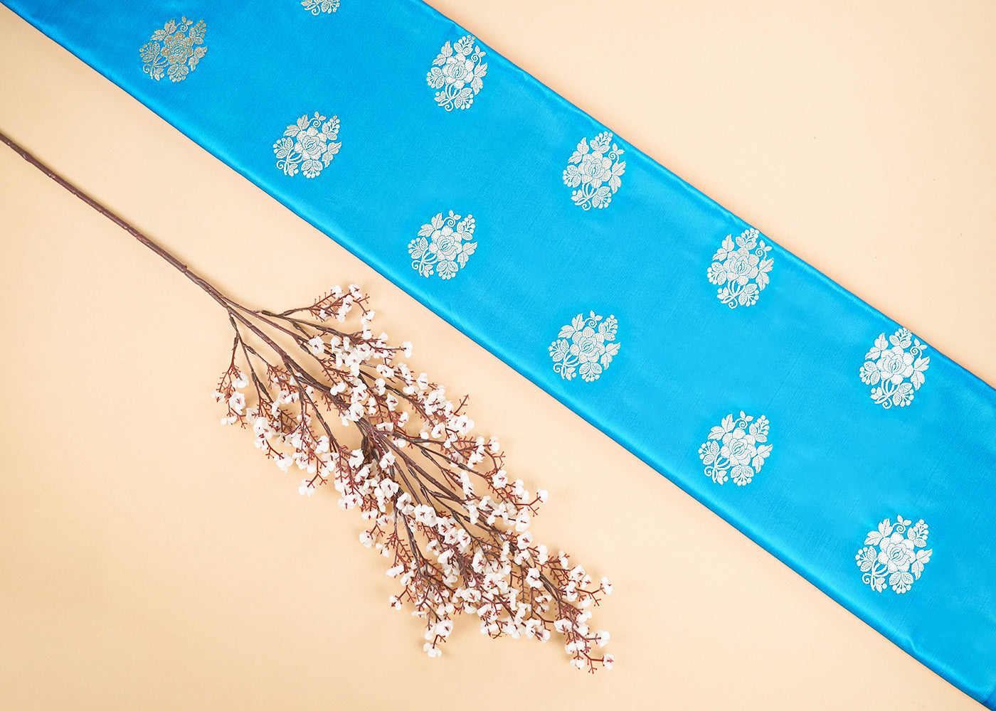 Sky-Blue-Banarasi-Brocade-Fabric-With-Allover-Golden-Zari-Handloom-22246