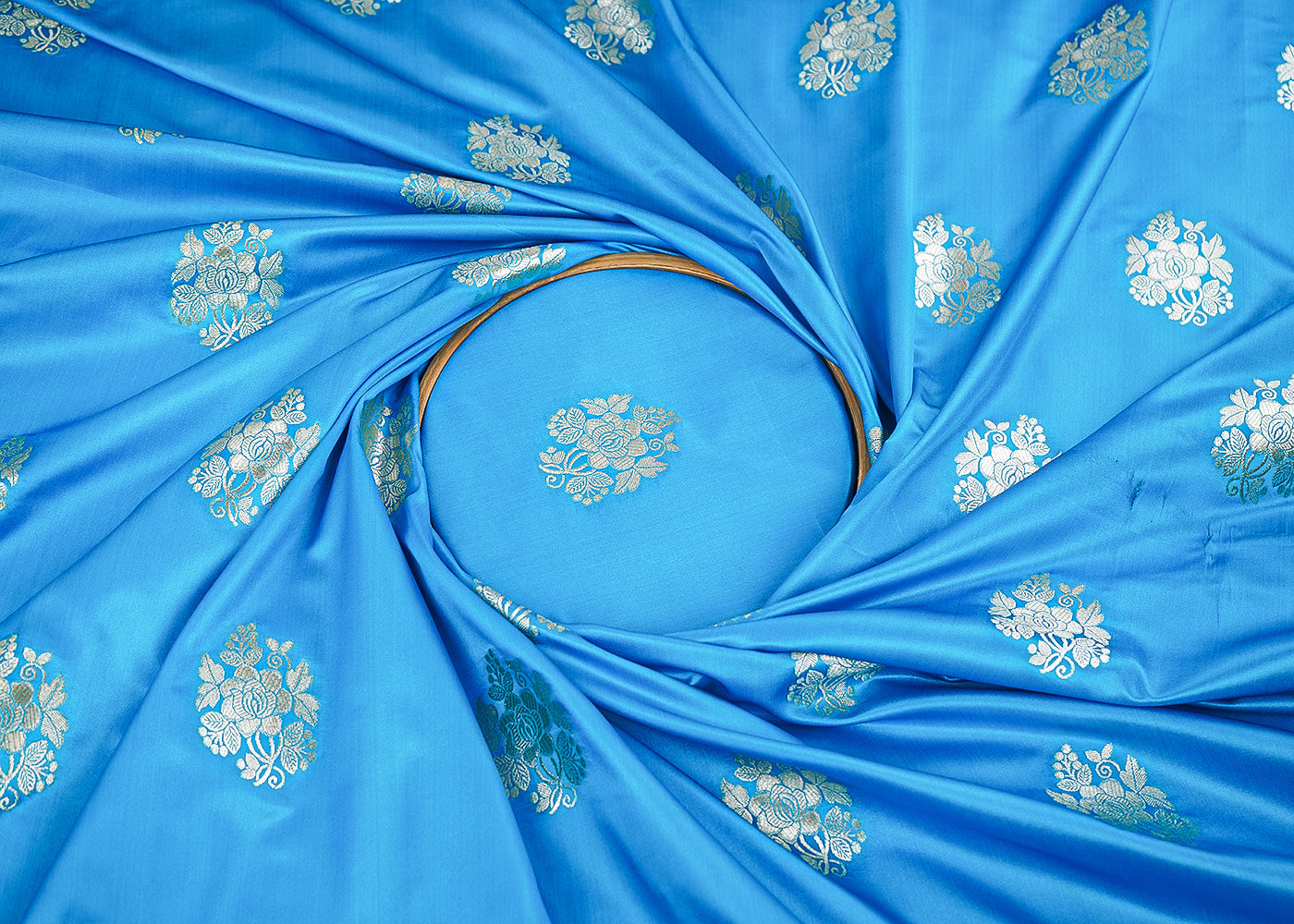 Sky-Blue-Banarasi-Brocade-Fabric-With-Allover-Golden-Zari-Handloom-22246-close-view
