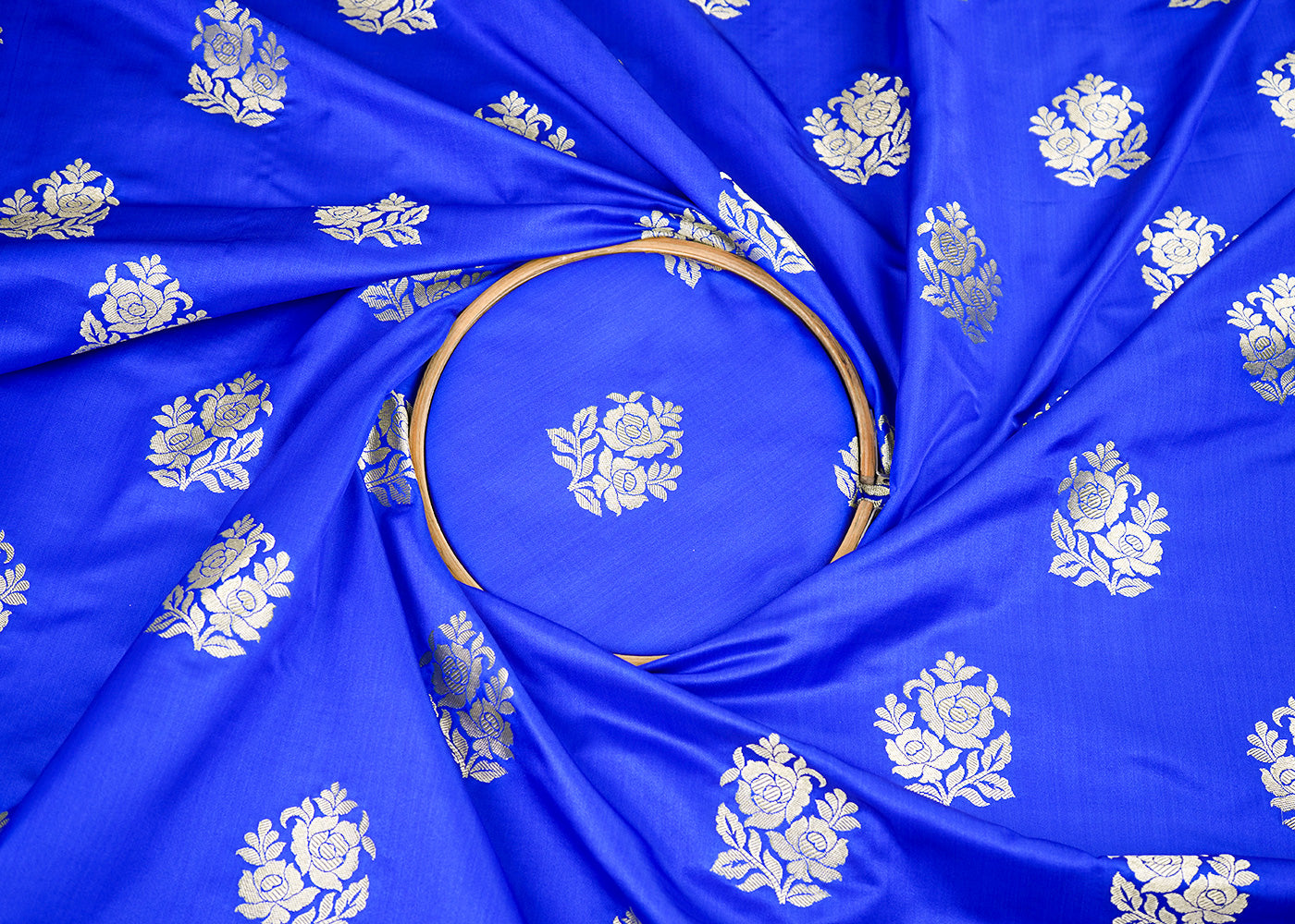 Royal-Blue-Banarasi-Brocade-Fabric-With-Allover-Golden-Zari-Handloom-22249-close-view