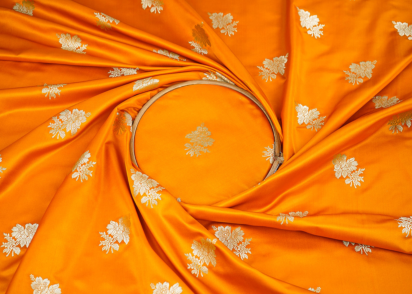 Mustard Banarasi Brocade Fabric With Allover Zari Handloom 22254