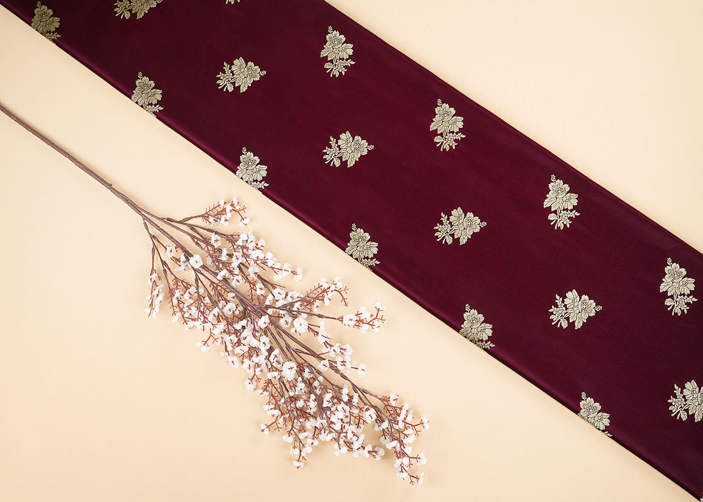 Wine-Banarasi-Brocade-Fabric-With-Allover-Zari-Handloom-22256