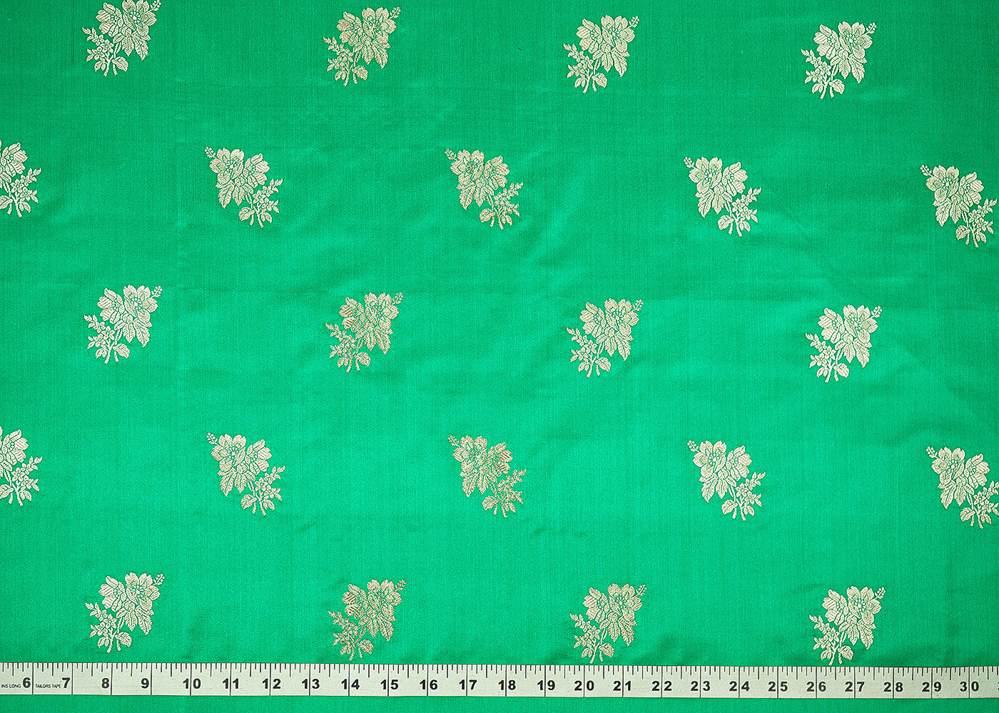 Green-Banarasi-Brocade-Fabric-With-Allover-Zari-Handloom-22259-measurement-view