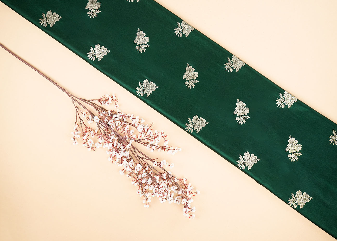 Bottle-Green-Banarasi-Brocade-Fabric-With-Allover-Zari-Handloom-22261