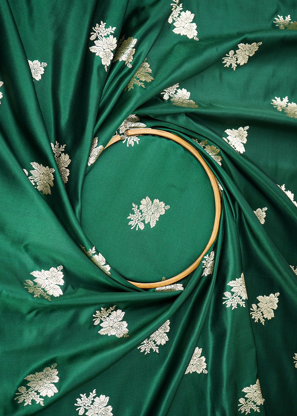 Bottle-Green-Banarasi-Brocade-Fabric-With-Allover-Zari-Handloom-22261-close-view