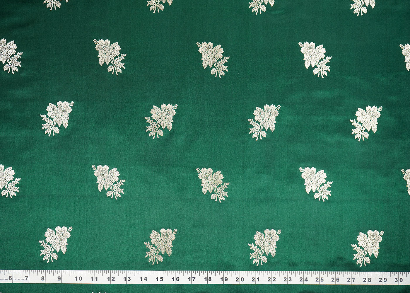 Bottle-Green-Banarasi-Brocade-Fabric-With-Allover-Zari-Handloom-22261-measurement-view