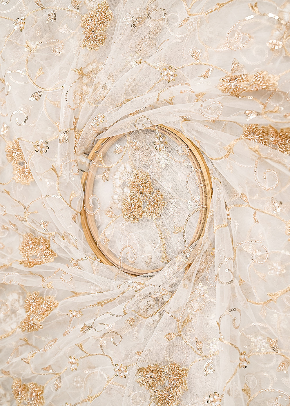 White-Dyeable-Net-Fabric-With-All-Over-Zari,-Beads,-Sequins-And-Katdana-Work-22271-close-view