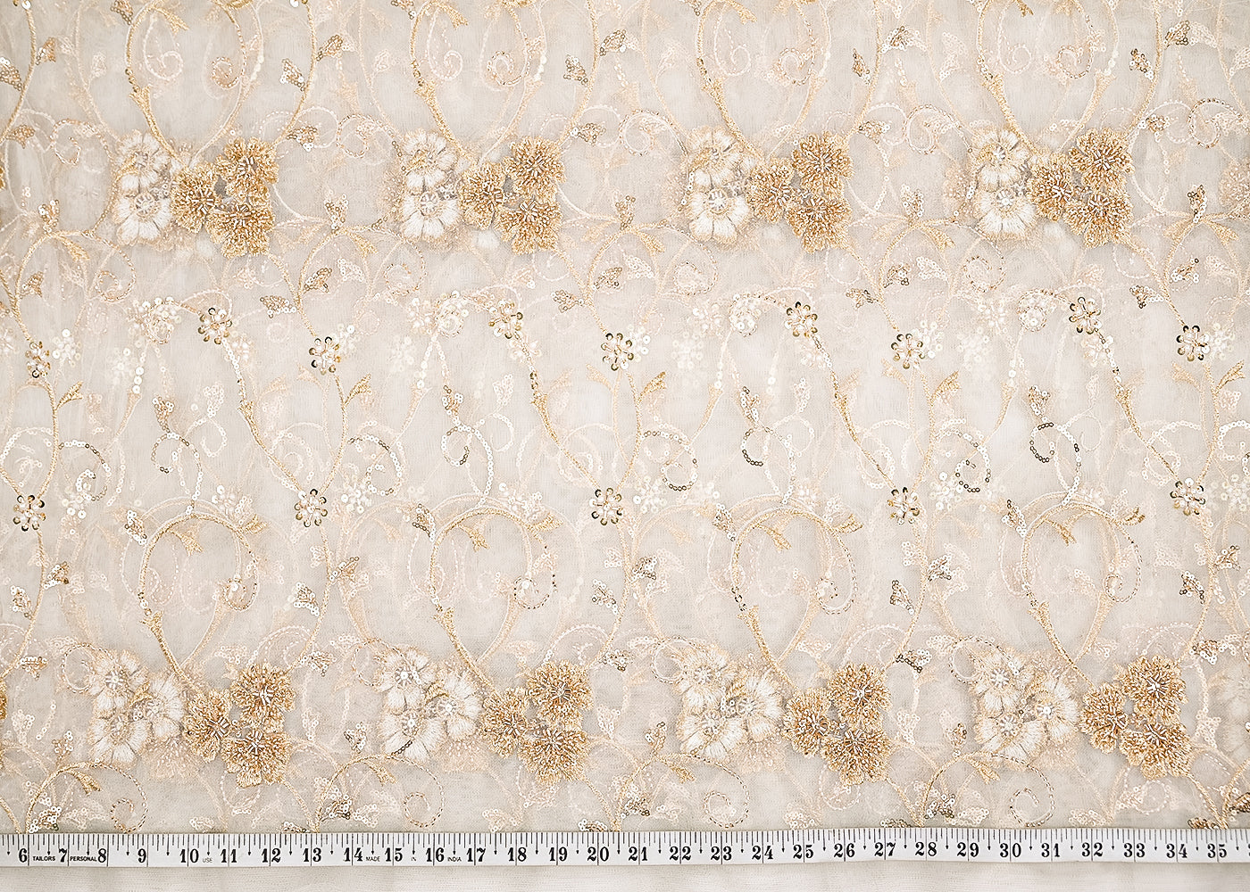 White-Dyeable-Net-Fabric-With-All-Over-Zari,-Beads,-Sequins-And-Katdana-Work-22271-measurmement-view