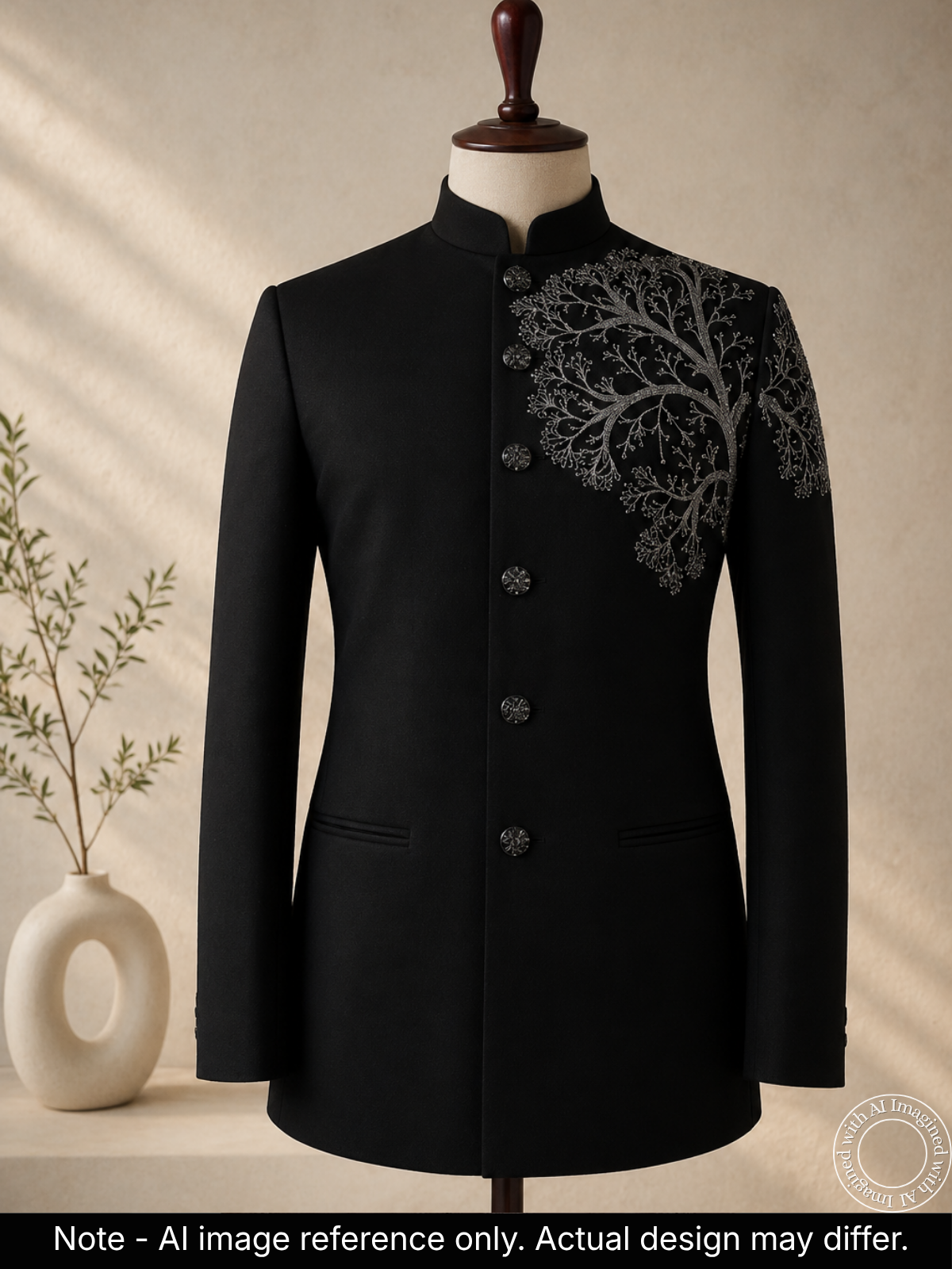 The Riwaayat - Unstitched Black Jodhpuri Jacket Fabric For Men 22279