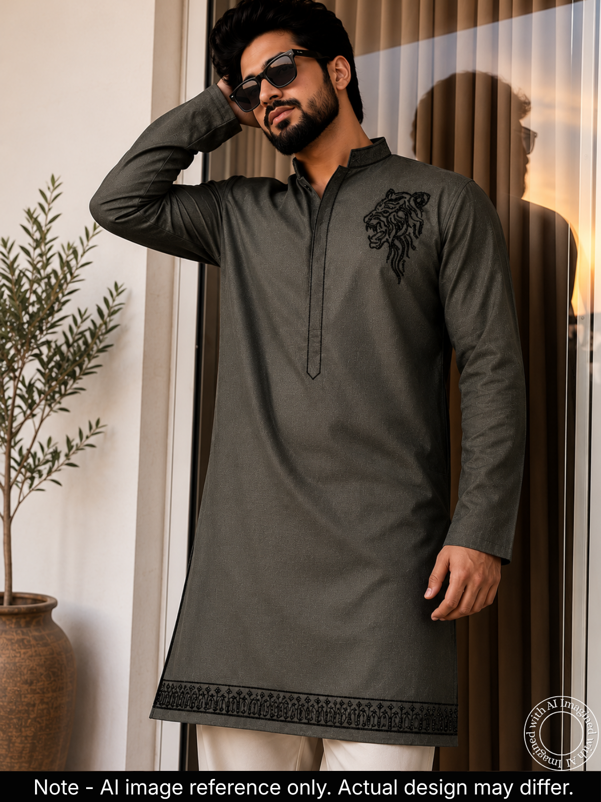 The Kohinoor - Unstitched Sage Green Kurta Fabric For Men 22281