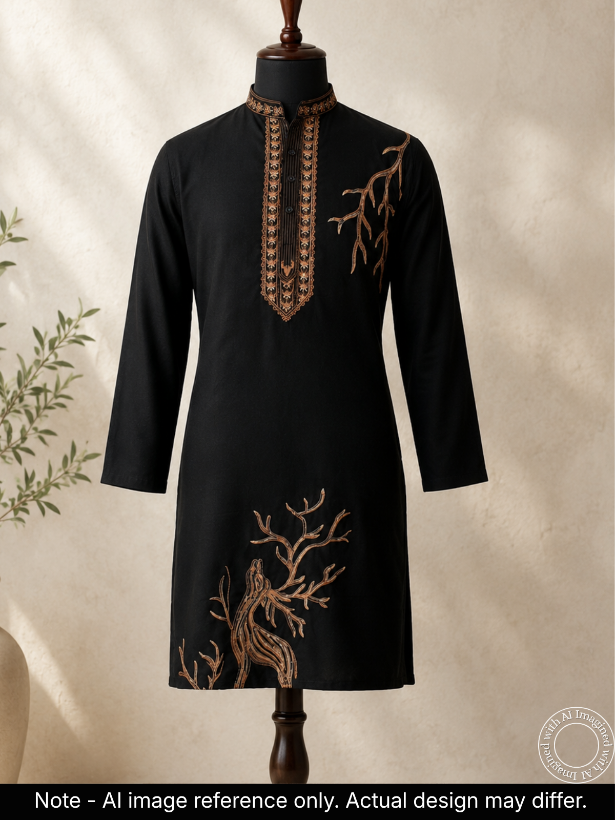 The Kohinoor - Unstitched Black Kurta Fabric For Men 22282
