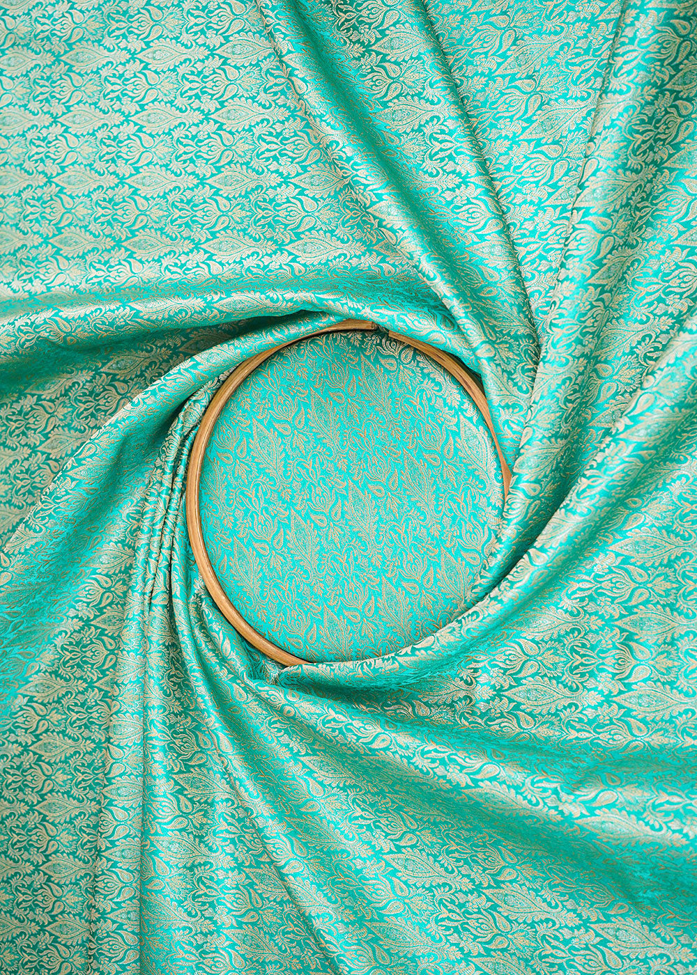Rama-Green-Banarasi-Brocade-Fabric-With-Allover-Golden-Zari-Handloom-22293-close-view