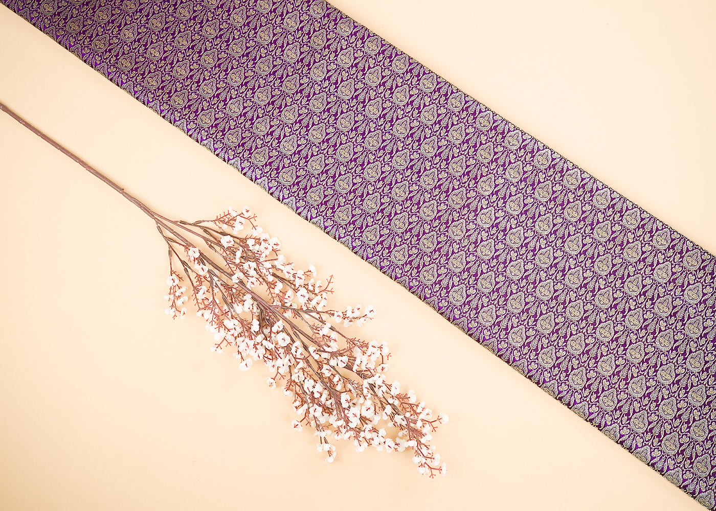 Purple-Banarasi-Brocade-Fabric-With-Allover-Golden-Zari-Handloom-22297