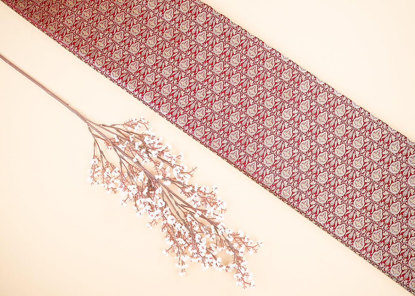 Maroon-Banarasi-Brocade-Fabric-With-Allover-Golden-Zari-Handloom-22300
