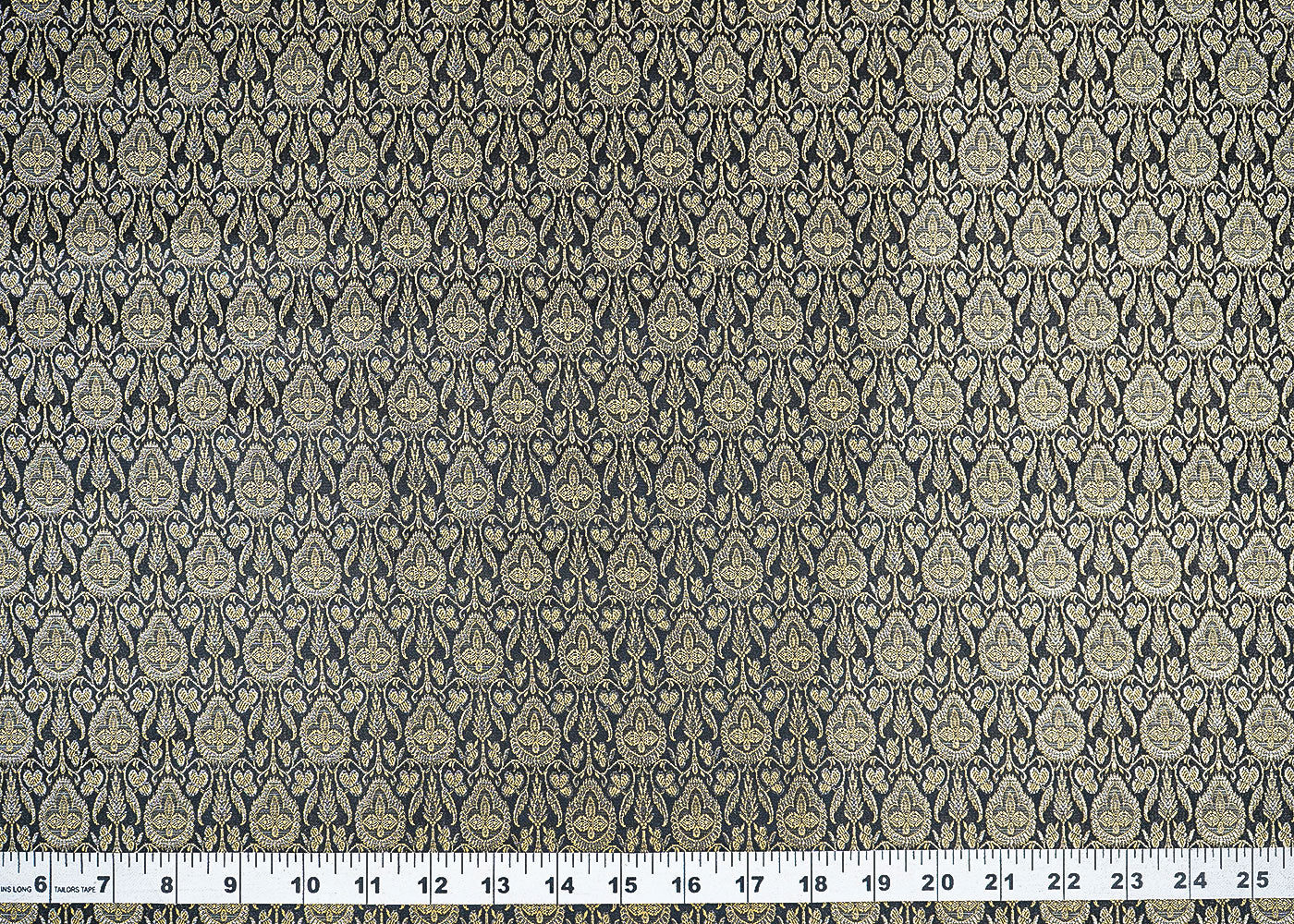 Black-Banarasi-Brocade-Fabric-With-Allover-Golden-Zari-Handloom-22302-measuerement-view