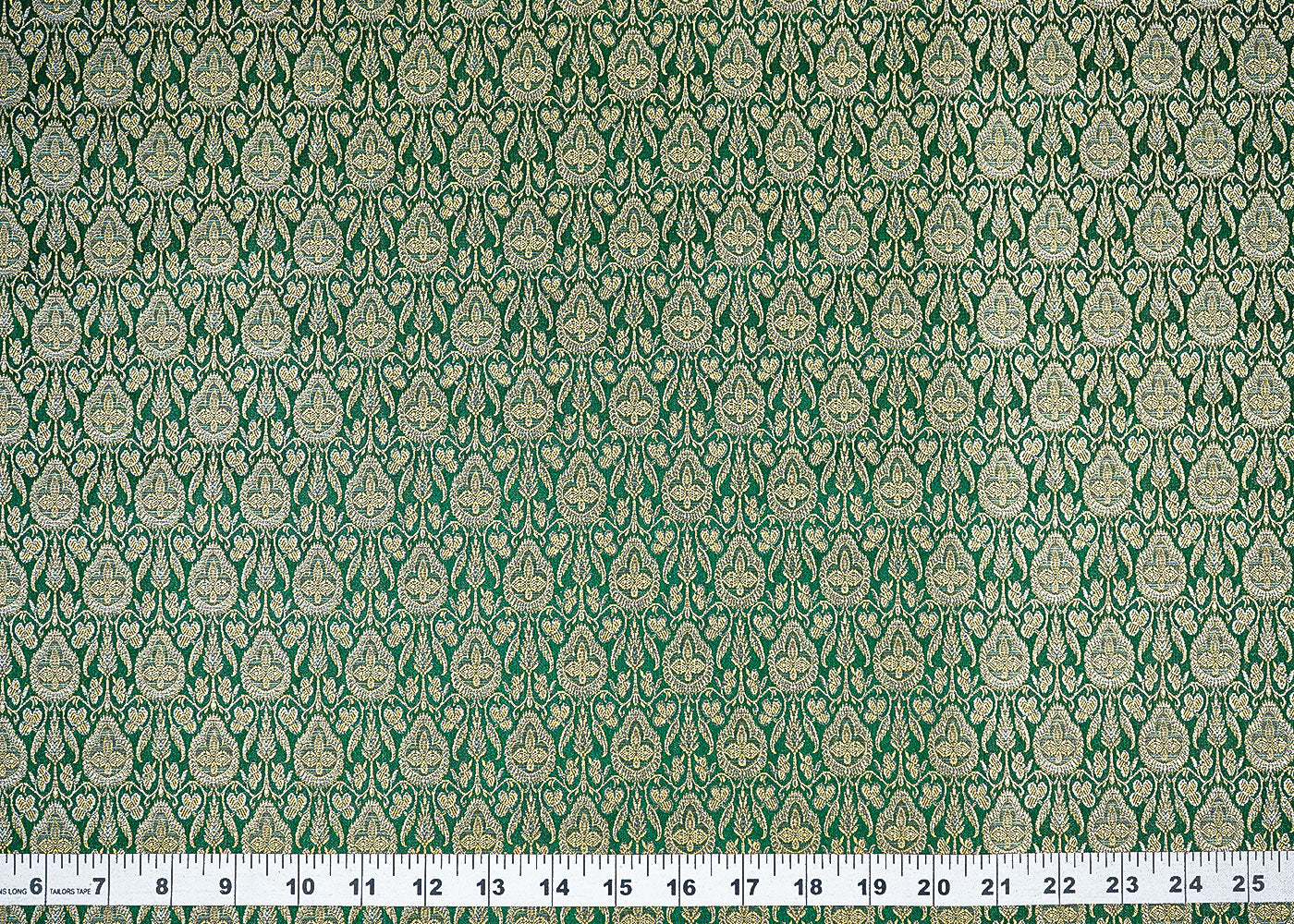 Green-Banarasi-Brocade-Fabric-With-Allover-Golden-Zari-Handloom-22303-measurement-view